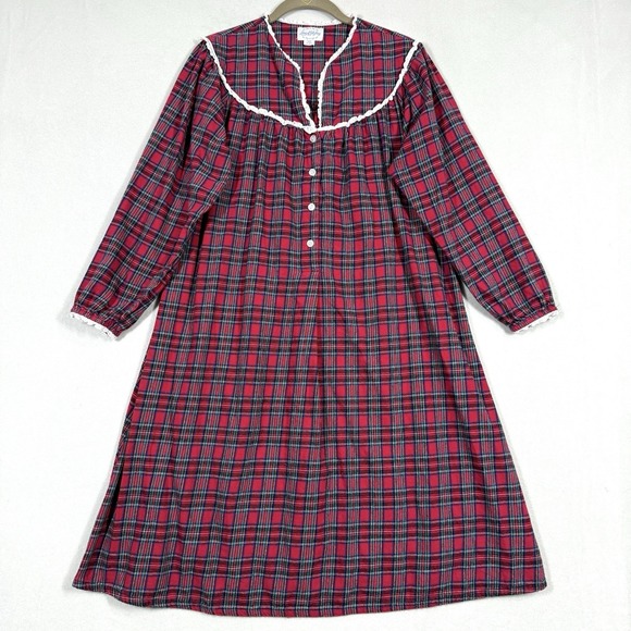 Lanz Of Salzburg Other - Lanz of Salzburg Nightgown Womens‎ Small Tartan Plaid Flannel Pajamas Christmas